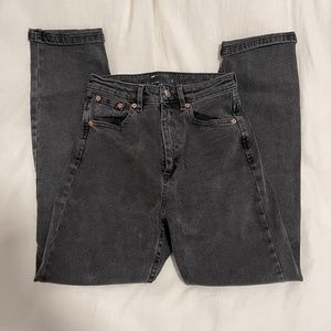 ASOS DESIGN high rise Farleigh slim fit mom jeans in washed black